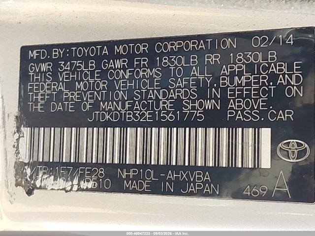 Toyota Prius C One 2014 JTDKDTB32E1561775 Image 9