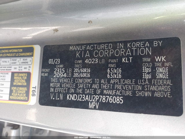 Aukcja sprzedaży 2023 Kia Soul Lx, vin: KNDJ23AU2P7876085, numer aukcji: 46047250