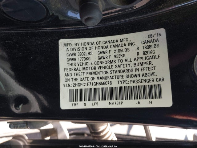 Honda Civic Ex-l 2016 2HGFC1F71GH656078 Image 9