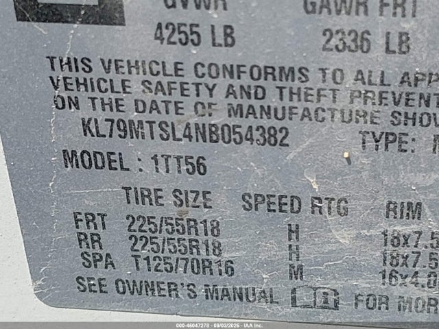 Продажа на аукционе авто 2022 Chevrolet Trailblazer Fwd Rs, vin: KL79MTSL4NB054382, номер лота: 46047278