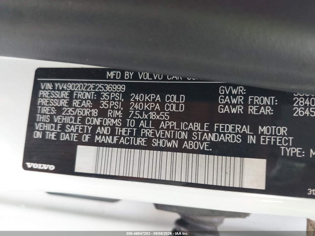 Aukcja sprzedaży 2014 Volvo Xc60 T6 R-design Platinum, vin: YV4902DZ2E2536999, numer aukcji: 46047283