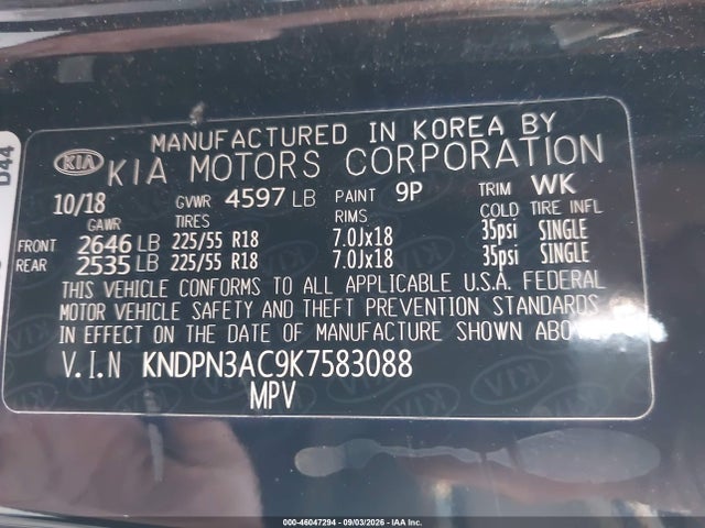 KIA Sportage Ex 2019 KNDPN3AC9K7583088 Image 9