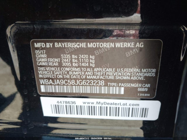 Aukcja sprzedaży 2018 Bmw 530e Iperformance, vin: WBAJA9C58JG623238, numer aukcji: 46047312