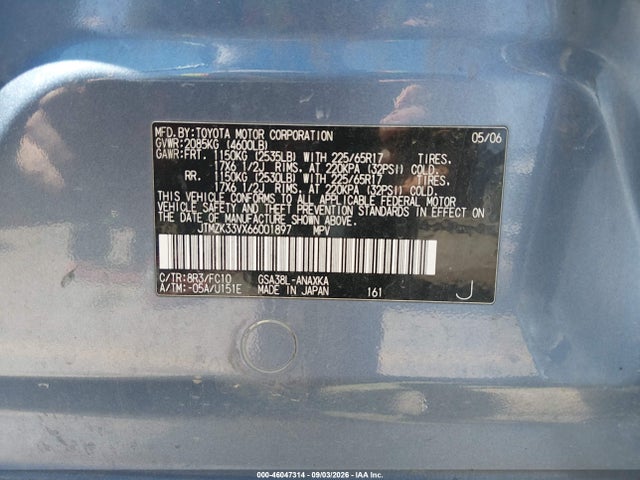 Aukcja sprzedaży 2006 Toyota Rav4 Base V6, vin: JTMZK33VX66001897, numer aukcji: 46047314