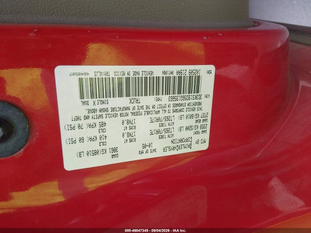 2006 Dodge Ram 1500 Laramie მანქანა იყიდება აუქციონზე, vin: 3D3KS19D56G135663, აუქციონის ნომერი: 46047349