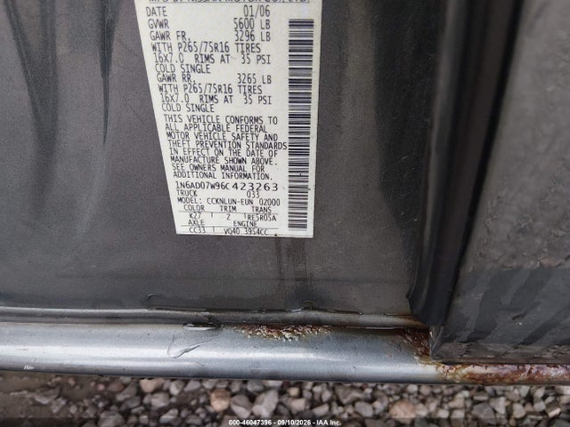 46047396 :رقم المزاد ، 1N6AD07W96C423263 vin ، 2006 Nissan Frontier Nismo Off Road مزاد بيع