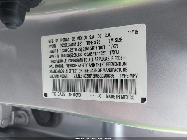 Honda CR-V EX 2016 3CZRM3H55GG700335 Image 9