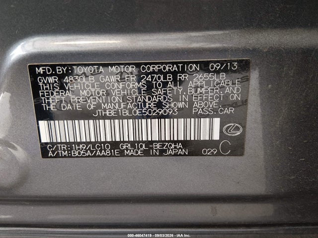 Lexus GS 350 2014 JTHBE1BL0E5029093 Image 9