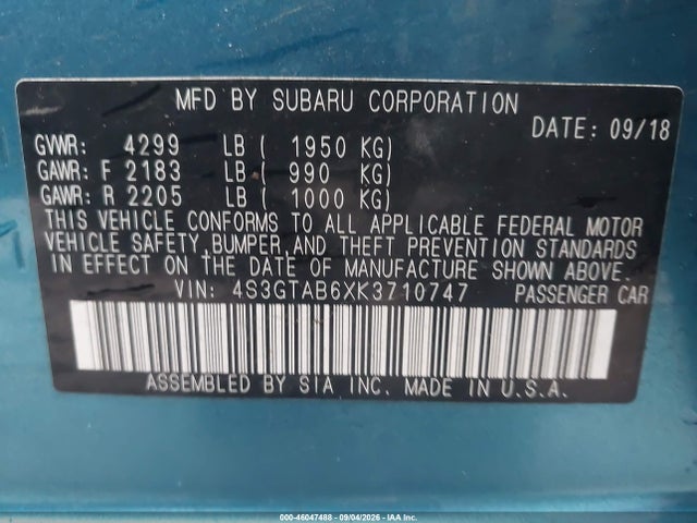 4S3GTAB6XK3710747 Subaru Impreza 2.0i