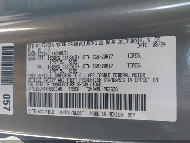 Продаж на аукціоні авто 2024 Toyota Tacoma Trd Off Road 4wd, vin: 3TMLB5JN4RM051140, номер лоту: 46047521