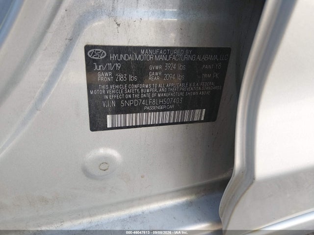 Продаж на аукціоні авто 2020 Hyundai Elantra Se, vin: 5NPD74LF8LH507403, номер лоту: 46047613