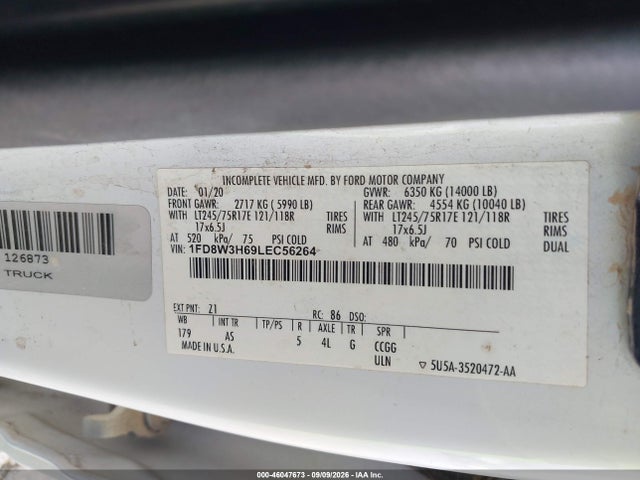 Продажа на аукционе авто 2020 Ford F-350 Chassis Xl, vin: 1FD8W3H69LEC56264, номер лота: 46047673