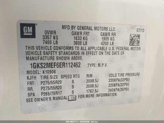 Продажа на аукционе авто 2014 Gmc Yukon Xl 1500 Denali, vin: 1GKS2MEF6ER112462, номер лота: 46047711