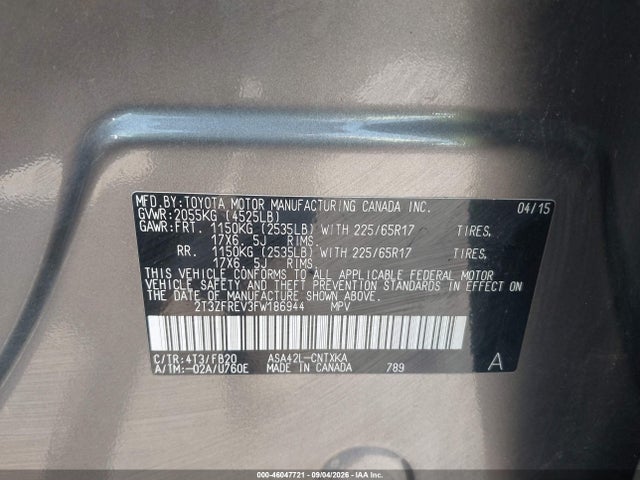 Aukcja sprzedaży 2015 Toyota Rav4 Le, vin: 2T3ZFREV3FW186944, numer aukcji: 46047721