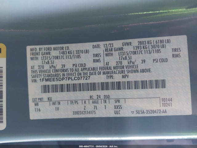 Продажа на аукционе авто 2023 Ford Bronco Badlands, vin: 1FMEE5DP7PLC07727, номер лота: 46047731
