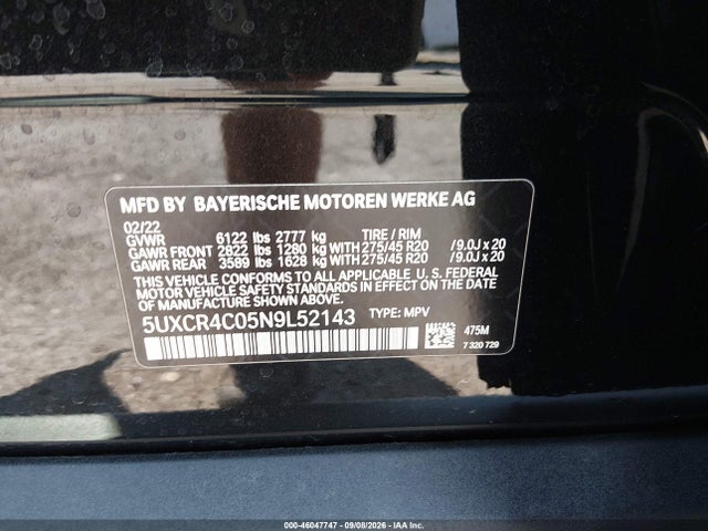 Aukcja sprzedaży 2022 Bmw X5 Sdrive40i, vin: 5UXCR4C05N9L52143, numer aukcji: 46047747