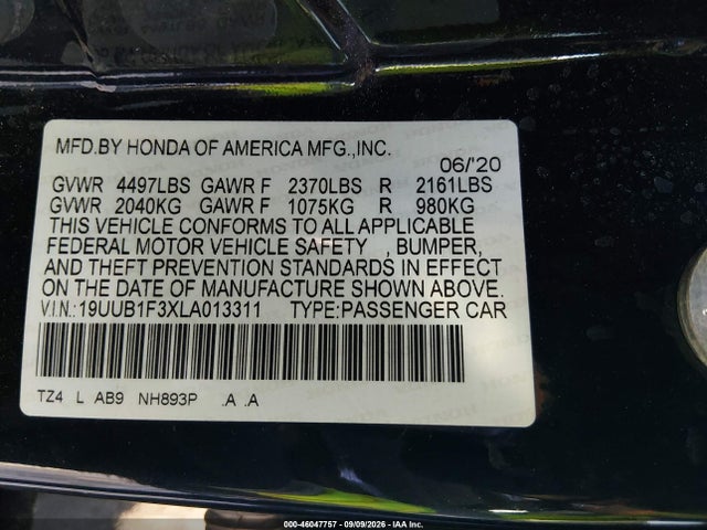 Acura Tlx Standard 2020 19UUB1F3XLA013311 Image 9