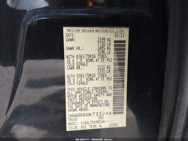 Продажа на аукционе авто 2013 Nissan Frontier S/sv/sl/pro-4x, vin: 1N6AD0ER1DN733244, номер лота: 46047777
