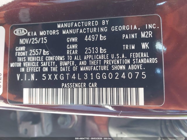 KIA Optima Lx 2016 5XXGT4L31GG024075 Image 9