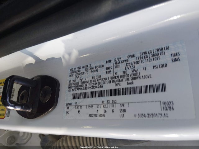 2023 Ford F-150 Xl მანქანა იყიდება აუქციონზე, vin: 1FTFW1E50PKD34255, აუქციონის ნომერი: 46047821
