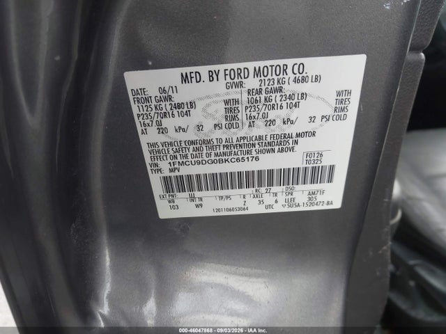 Aukcja sprzedaży 2011 Ford Escape Xlt, vin: 1FMCU9DG0BKC65176, numer aukcji: 46047868