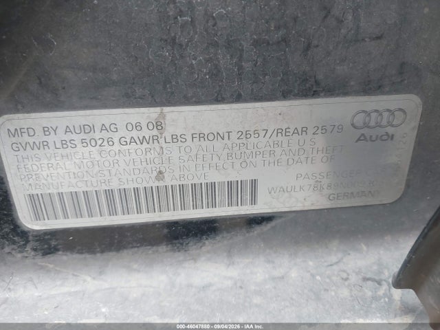 Продажа на аукционе авто 2009 Audi A4 3.2 Premium Plus, vin: WAULK78K89N009306, номер лота: 46047880