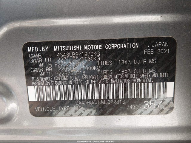 Продаж на аукціоні авто 2021 Mitsubishi Outlander Sport 2.0 Be Awc/2.0 Es Awc/2.0 Le Awc/2.0 Se Awc, vin: JA4ARUAU1MU022813, номер лоту: 46047911