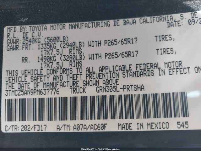 Toyota Tacoma Trd Sport 2023 3TMCZ5AN9PM637776 Image 9