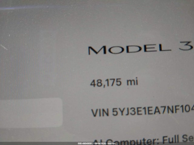 Tesla Model 3 Rear-wheel Drive 2022 5YJ3E1EA7NF104113 Image 15