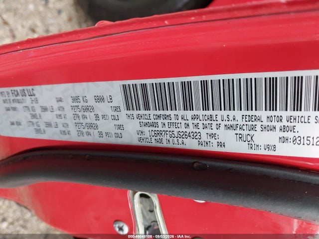 46048108 :رقم المزاد ، 1C6RR7FG5JS264323 vin ، 2018 Ram 1500 Express  4x4 6'4 Box مزاد بيع