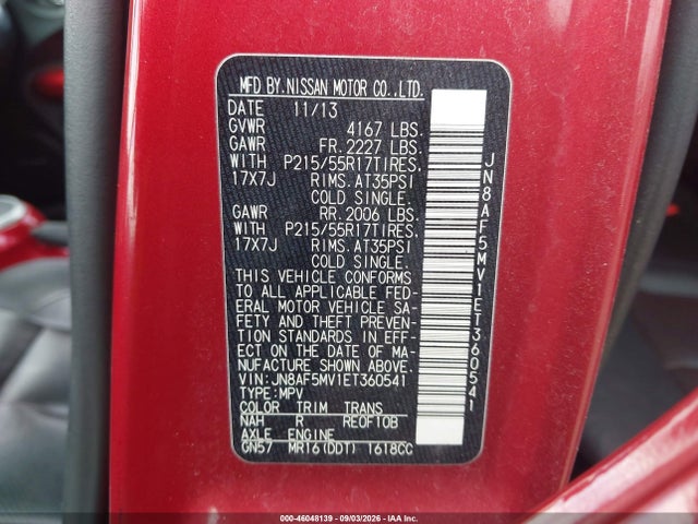 Продаж на аукціоні авто 2014 Nissan Juke Sl, vin: JN8AF5MV1ET360541, номер лоту: 46048139