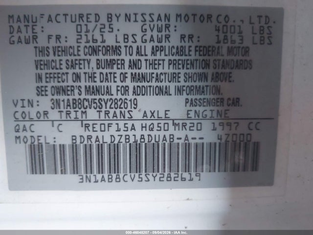 Nissan SENTRA SV 2025 3N1AB8CV5SY282619 Image 9