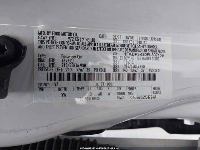 Aukcja sprzedaży 2015 Ford Focus Se, vin: 1FADP3K20FL307159, numer aukcji: 46048355