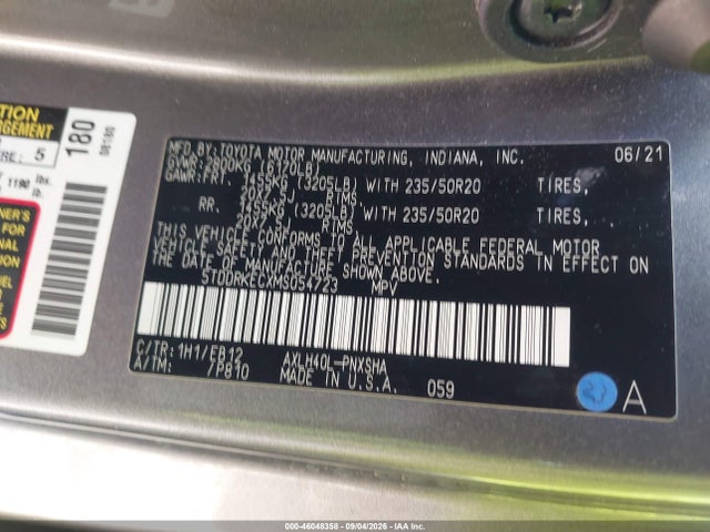 5TDDRKECXMS054723 Toyota Sienna Xse