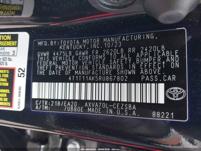 Toyota CAMRY SE 2024 4T1T11AK5RU867802 Image 9
