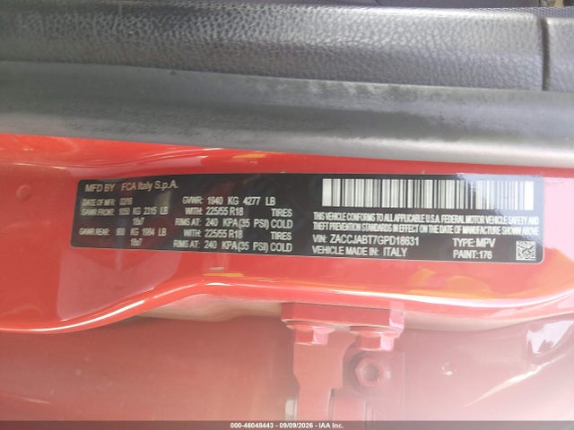 Aukcja sprzedaży 2016 Jeep Renegade Latitude, vin: ZACCJABT7GPD18631, numer aukcji: 46048443