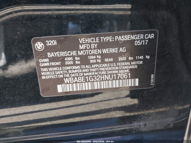 BMW 320i 2017 WBA8E1G32HNU17061 Image 9