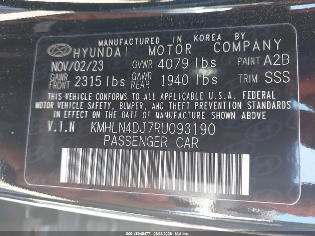 2024 Hyundai Elantra Hybrid Limited მანქანა იყიდება აუქციონზე, vin: KMHLN4DJ7RU093190, აუქციონის ნომერი: 46048477