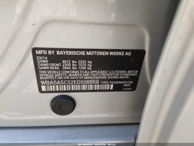 Aukcja sprzedaży 2014 Bmw 528i, vin: WBA5A5C52ED508068, numer aukcji: 46048535