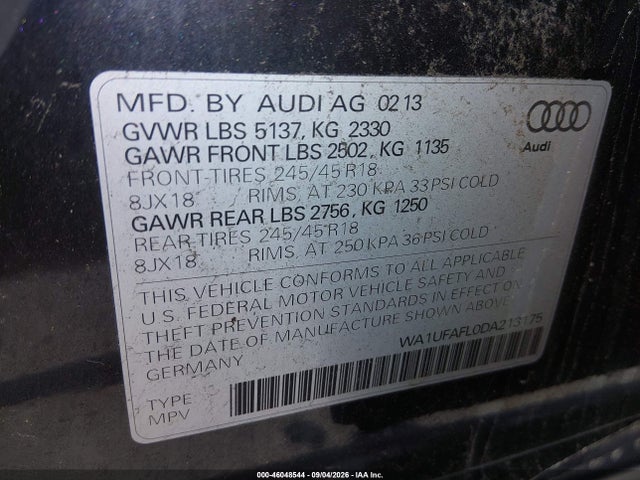Aukcja sprzedaży 2013 Audi Allroad 2.0t Premium Plus, vin: WA1UFAFL0DA213175, numer aukcji: 46048544