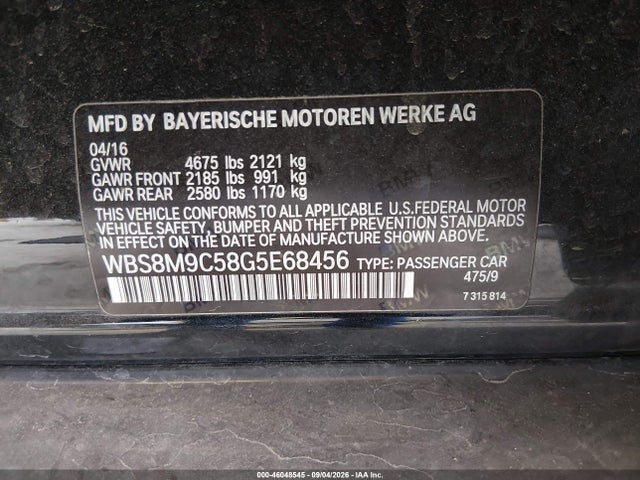 Продажа на аукционе авто 2016 Bmw M3, vin: WBS8M9C58G5E68456, номер лота: 46048545