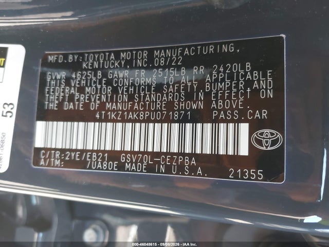 Aukcja sprzedaży 2023 Toyota Camry Trd, vin: 4T1KZ1AK8PU071871, numer aukcji: 46048615