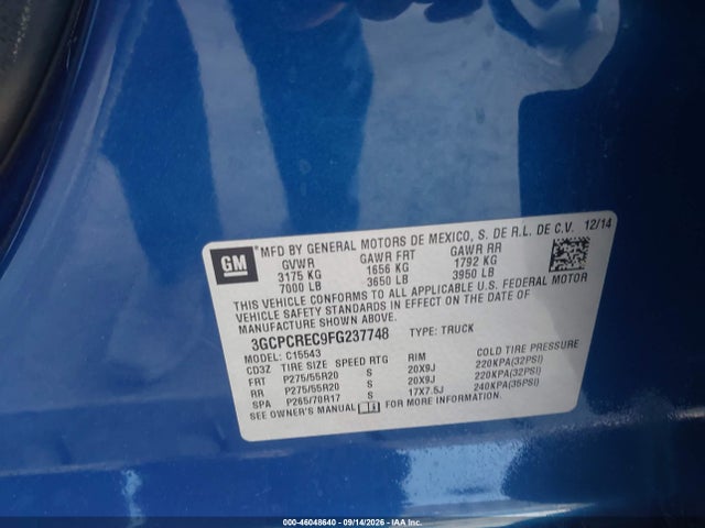 Chevrolet Silverado 1500 1lt 2015 3GCPCREC9FG237748 Image 9