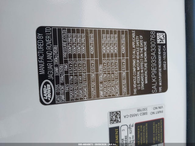 Land Rover Range Rover P530 Se 2025 SALKP9E93SA330768 Image 9
