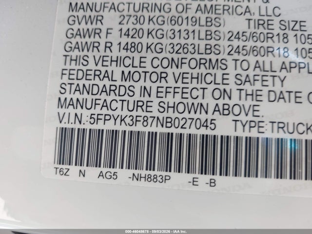 Honda Ridgeline 2022 5FPYK3F87NB027045 Image 22