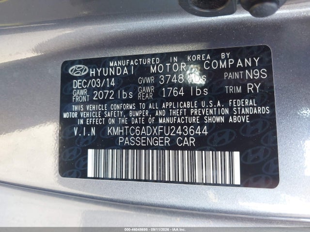 Продажа на аукционе авто 2015 Hyundai Veloster, vin: KMHTC6ADXFU243644, номер лота: 46048695