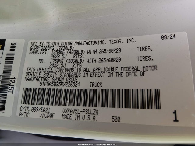 5TFWA5DB5RX226524 Toyota Tundra Limited