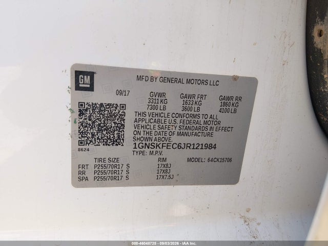 1GNSKFEC6JR121984 Chevrolet Tahoe Commercial Fleet