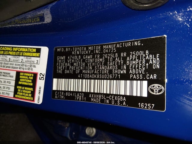 Toyota CAMRY XLE 2025 4T1DBADK8SU026771 Image 9
