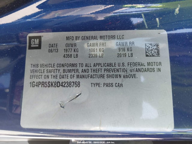 Aukcja sprzedaży 2013 Buick Verano Convenience Group, vin: 1G4PR5SK8D4238768, numer aukcji: 46048755